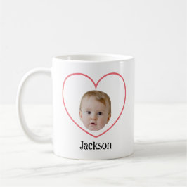 Caneca De Café Rosto de Bebê Fofo Personalizado com Linha do Cora