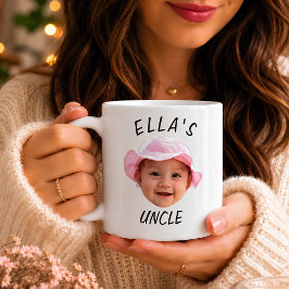 Caneca De Café Rosto de Bebê Personalizado Foto Texto Novo Tio