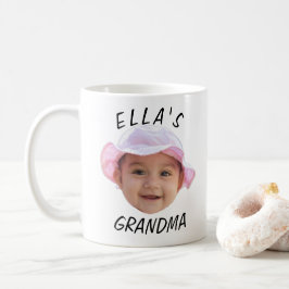 Caneca De Café Rosto de Bebê Personalizado Foto Texto Vovó