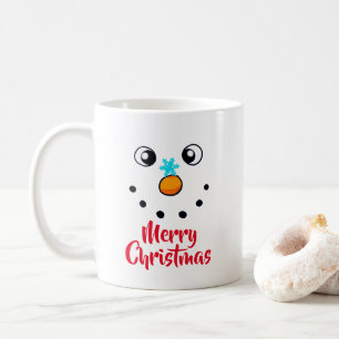 Caneca De Café Rosto de Boneco de Neve Festivo Feliz Natal