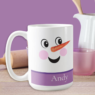 Caneca De Café Rosto de Boneco de Neve Personalizado Fofo Moderno