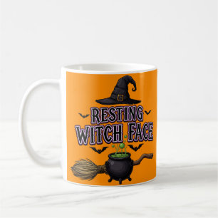 Caneca De Café Rosto de Bruxa Descansada - Halloween de Bruxa Eng