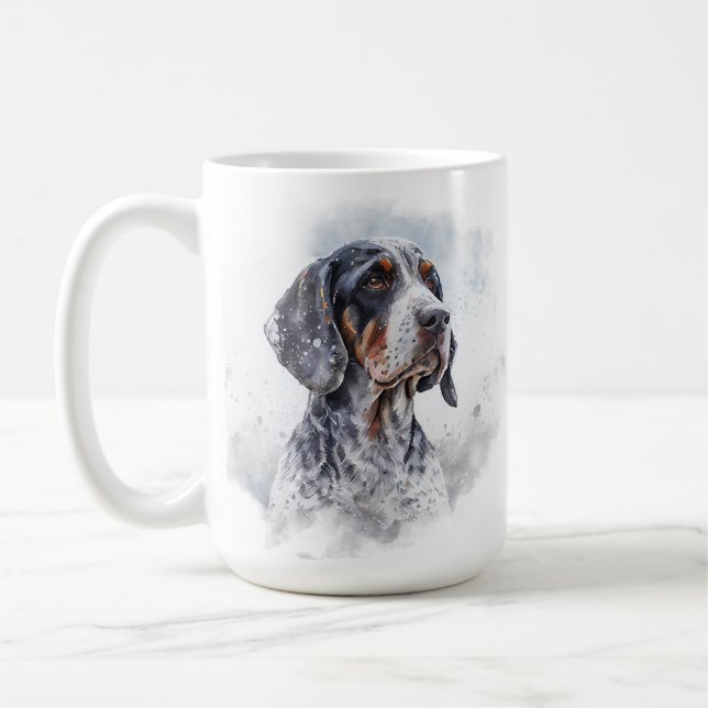 CANECA DE CAFÉ ROSTO DE CÃO DE TICO AZUL DO INVERNO DE NEVE (Esquerda)