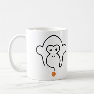 Caneca De Café Rosto de Chimpanzé Arte de Linha Única com Bola La