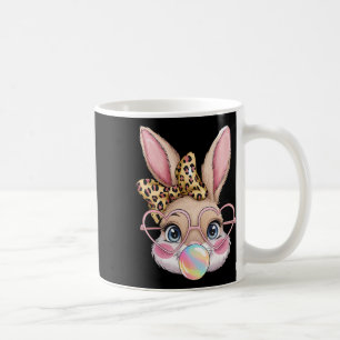 Caneca De Café Rosto de Coelho Bunny Fofo com Arco de Leopardo Me