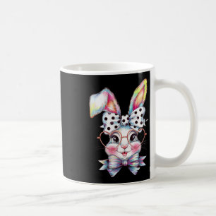 Caneca De Café Rosto de Coelho Bunny Fofo Laço Coquette Dia de Pá