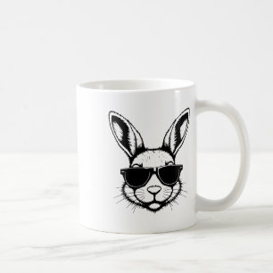 Caneca De Café Rosto de Coelho com Óculos de Sol Dia de Páscoa pa