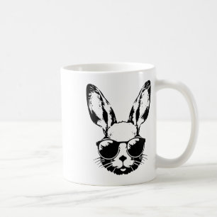 Caneca De Café Rosto de Coelho com Óculos de Sol Dia de Páscoa pa