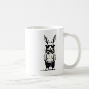 Caneca De Café Rosto de Coelho com Óculos de Sol Dia de Páscoa pa
