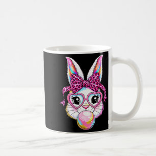 Caneca De Café Rosto de coelho fofo de leopardo arco óculos