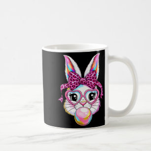 Caneca De Café Rosto de coelho fofo leopardo coquete óculos de la