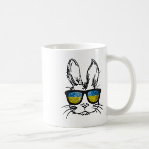 Caneca De Café Rosto de Coelho Fofo Vestindo Óculos Bandeira da U