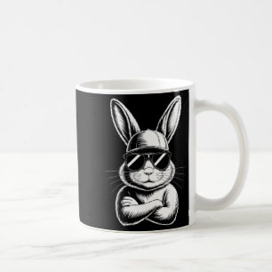 Caneca De Café Rosto de Coelho Legal Com Óculos de Sol Dia de Pás