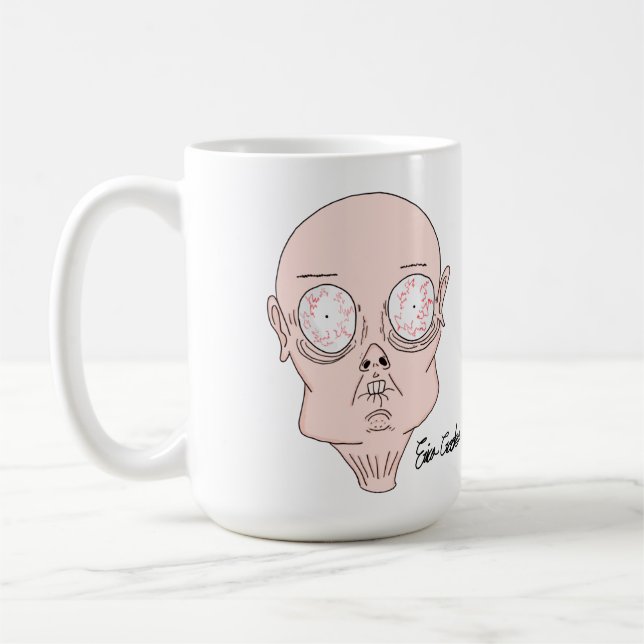 Caneca De Café Rosto de desenho animado assustado engraçado (Esquerda)