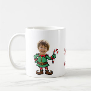 Caneca De Café Rosto de Elfo Personalizado Foto Divertida Natal C