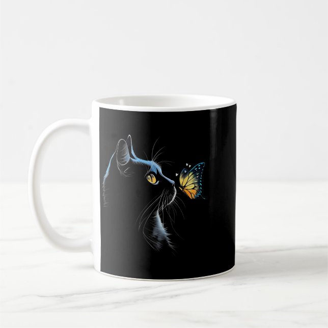 Caneca De Café Rosto de Gato - Com Borboleta (Esquerda)