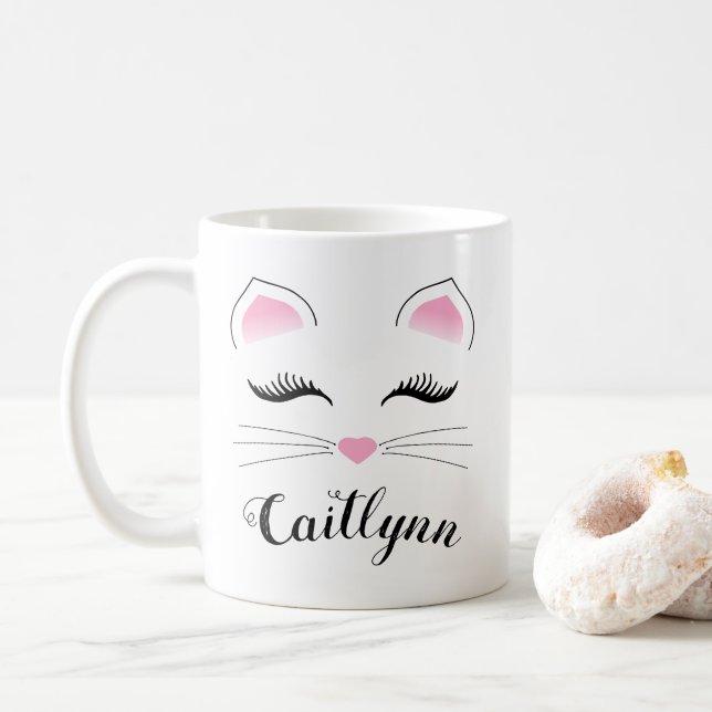 Caneca De Café Rosto de Gato de Gama (Com Donut)