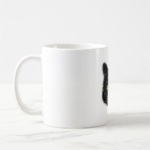Caneca De Café Rosto de Gato Preto com Olhos Verdes Trendentes