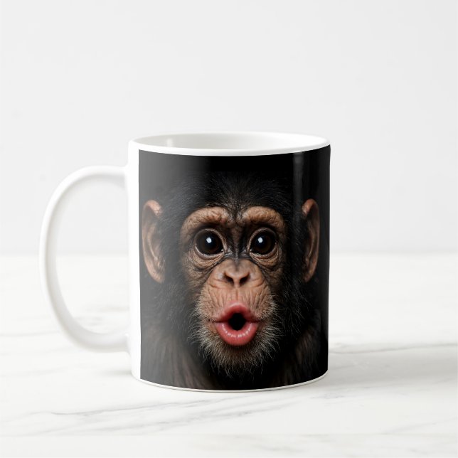 Caneca De Café Rosto de macaco chimpanzé bebê fofo Animal engraça (Esquerda)