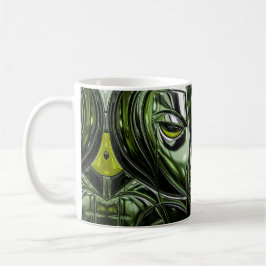 Caneca De Café Rosto de Metal Esmeralda Neon