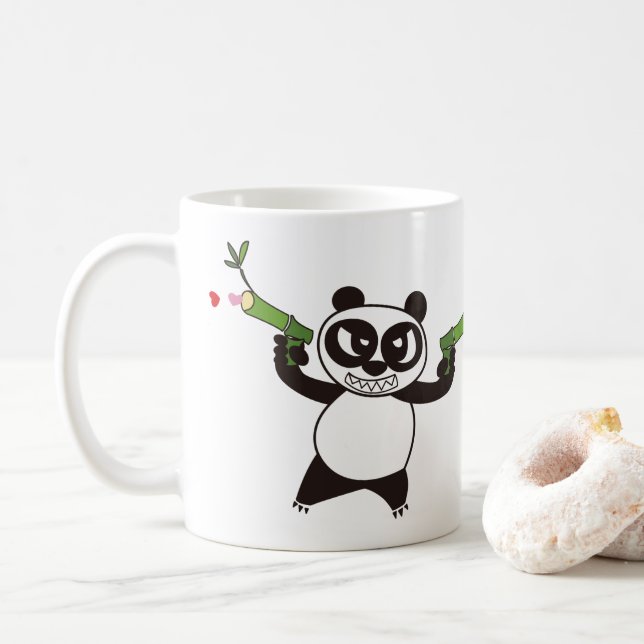 Caneca De Café Rosto de Panda Irritado 28 (Com Donut)