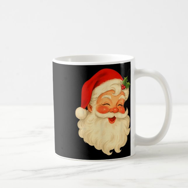 Caneca De Café Rosto de Papai Noel de Natal Antigo X (Direita)