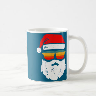 Caneca De Café Rosto de Papai Noel Retro com Óculos de Sol Vintag