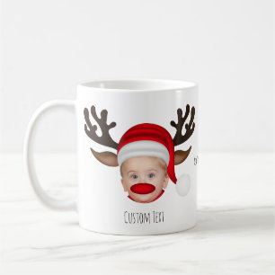 Caneca De Café Rosto de Personagem Natal Divertido Foto Personali