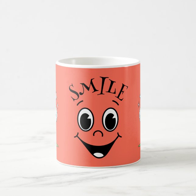 Caneca De Café Rosto de sorriso bonito e vermelho (Centro)