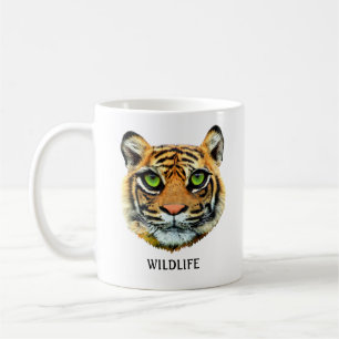 Caneca De Café Rosto de Tigre Jovem Selvagem & Caligrafia
