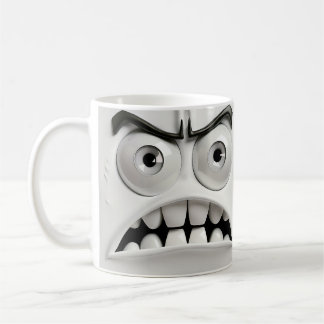 Caneca De Café Rosto Engraçado e Zangado | Terra traseira branca