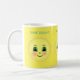 Caneca De Café Rosto feliz amarelo com rubor fofo