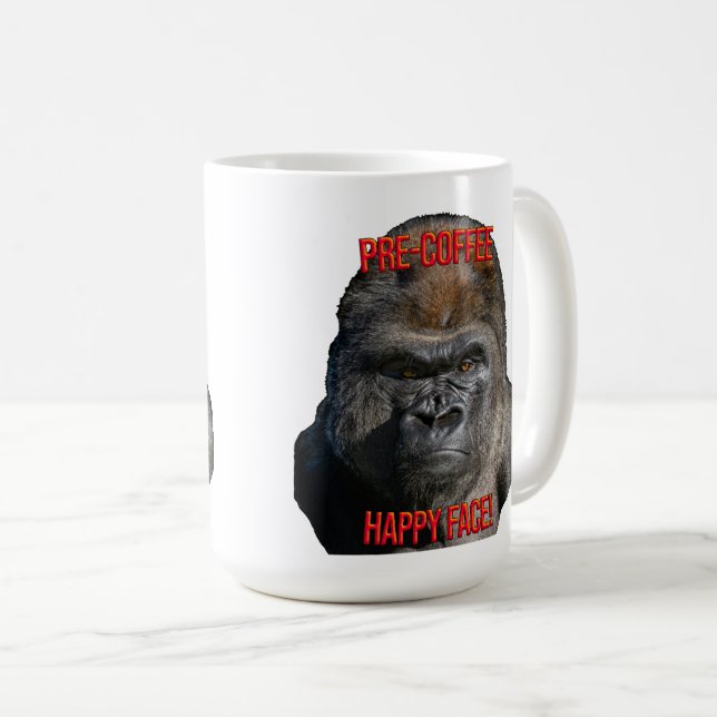Caneca De Café Rosto Feliz Pré-Café! (Frente Esquerda)