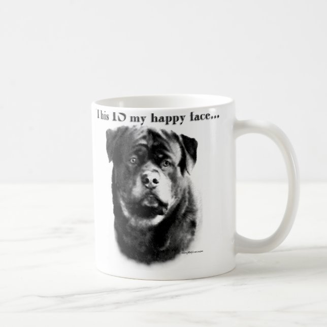 Caneca De Café Rosto Feliz Rottweiler (Direita)