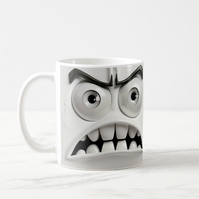 Caneca De Café Rosto Sarcástico Mal-Humorado 3D Envoltório de Can (Esquerda)