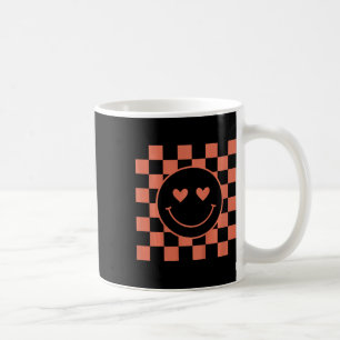 Caneca De Café Rosto Sorridente do Dia dos Namorados Retro Xadrez