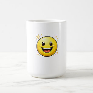 Caneca De Café Rosto Sorridente Feliz com Brilhos