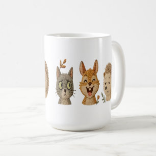 Caneca De Café Rostos Caprichosos da Floresta – Animais Embroider