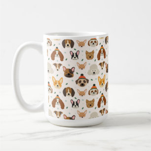 Caneca De Café Rostos de Cachorro no Padrão de Feriado do Chapéu 
