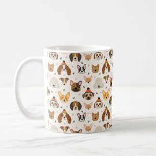 Caneca De Café Rostos de Cachorro no Padrão de Feriado do Chapéu