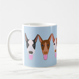 Caneca De Café Rostos de Cachorro Podenco Azul Claro