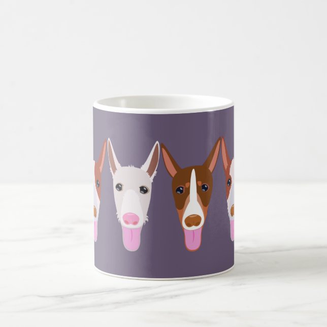 Caneca De Café Rostos de Cachorro Podenco Roxos (Centro)