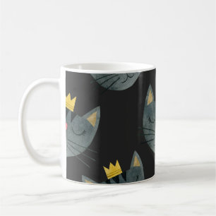 Caneca De Café Rostos de gato com aquarela, sem soldadura a preto