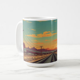 Caneca De Café Rota 66 Viagem de Carro pela América Vintage Arte