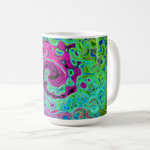Caneca De Café Roteamento Retro do Abstrato, Cor-de-rosa-quente e