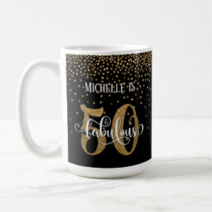 Caneca De Café Roteiro de Confete Dourado 50 & Fabuloso Sobre Pre