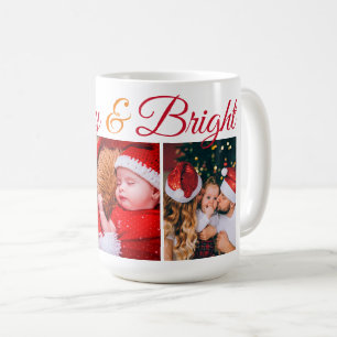 Caneca De Café Roteiro de fotos de natal da família feliz e Brigh