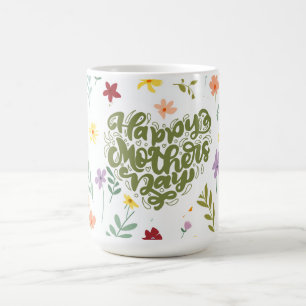 Caneca De Café Roteiro Verde Feliz Dia das Mães Floral