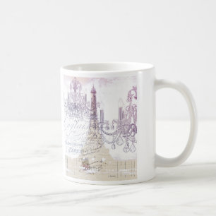 Caneca De Café roteiros beige french chandelier paris eiffel torr