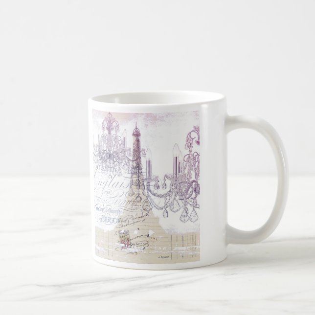 Caneca De Café roteiros beige french chandelier paris eiffel torr (Direita)